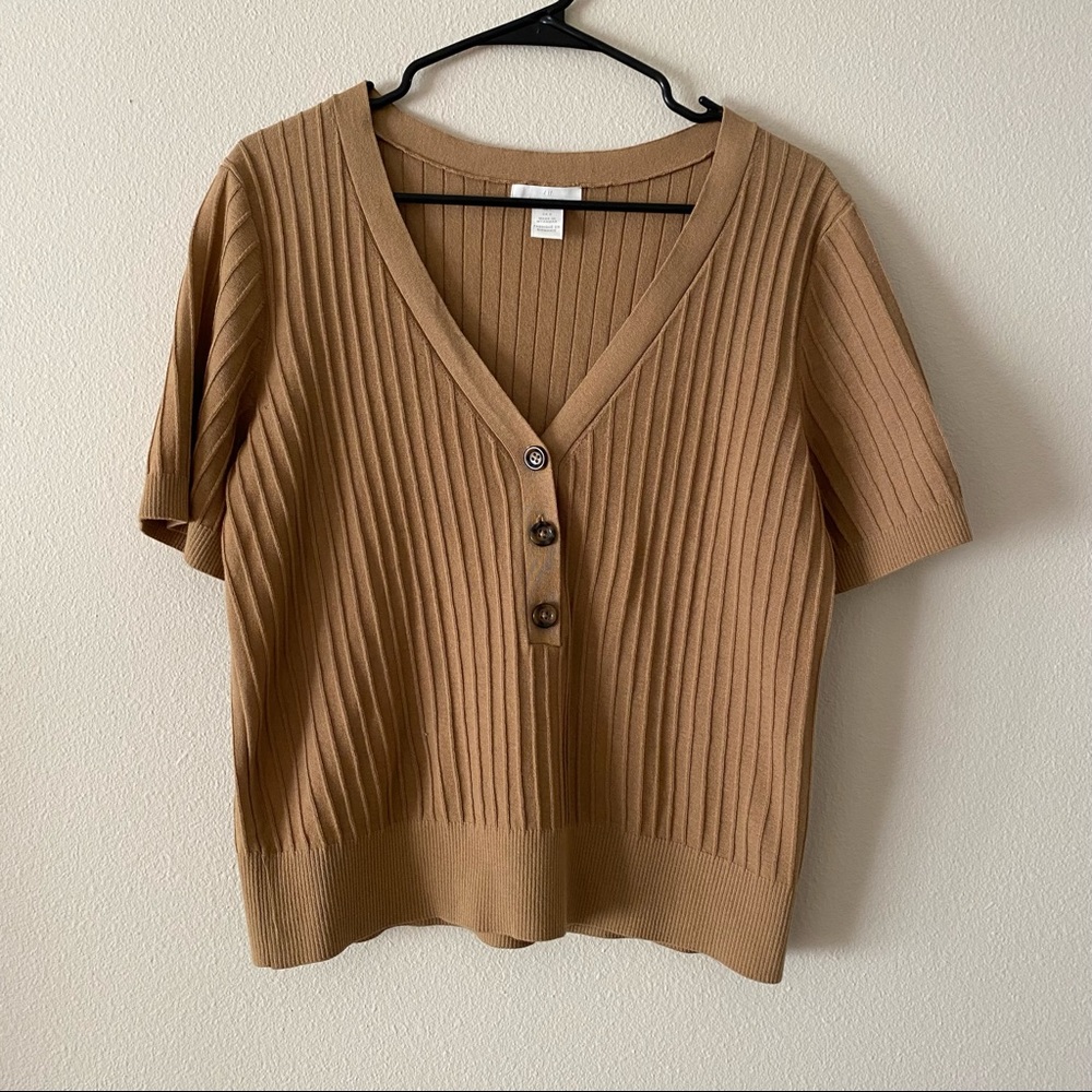 H&M tan top with button detail